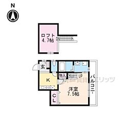 メゾン島 2階1Kの間取り
