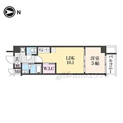 JR東海道・山陽本線 西大路駅 徒歩15分の賃貸マンション 4階1LDKの間取り