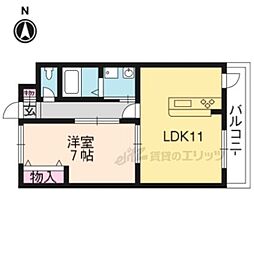 フレーヴァー七瀬川 4階1LDKの間取り