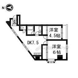 ORYZA東寺 3階2DKの間取り