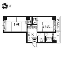 七条ハイツ 2階2Kの間取り