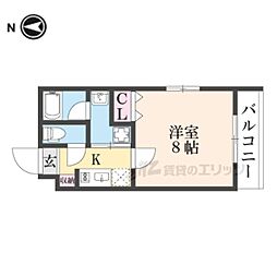 ブリリアコート龍谷大前 5階1Kの間取り