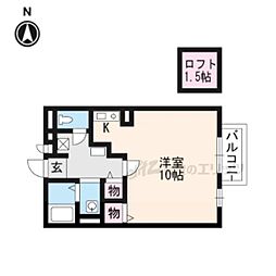 シャルト大宅 2階1Kの間取り