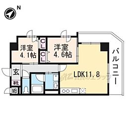 インサイトルポ山科椥辻 2階2LDKの間取り