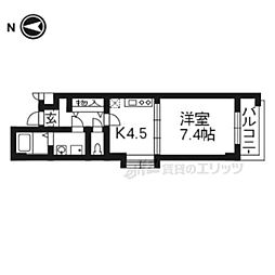 京阪本線 伏見桃山駅 徒歩5分の賃貸マンション 2階1DKの間取り