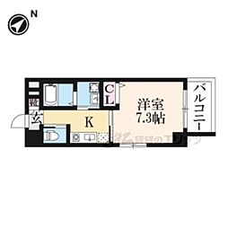 ローブコート六地蔵駅前 3階1Kの間取り