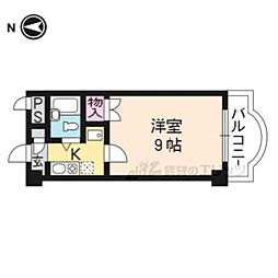 京都市営烏丸線 竹田駅 徒歩11分の賃貸マンション 5階1Kの間取り