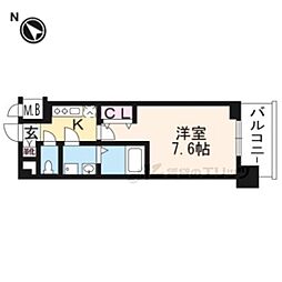 クリスタルグランツ京都西大路 6階1Kの間取り