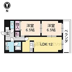 グレースコート洛 3階2LDKの間取り