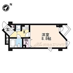 京阪本線 清水五条駅 徒歩15分の賃貸マンション 1階1Kの間取り