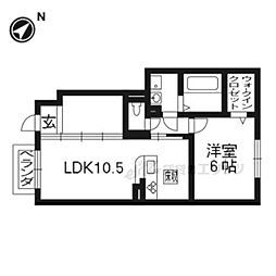 モダンコートＷＥＳＴ 1階1LDKの間取り