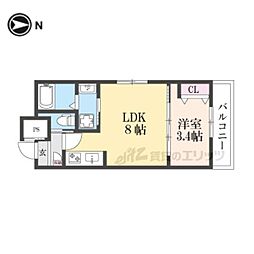 JR山陰本線 丹波口駅 徒歩8分の賃貸アパート 3階1LDKの間取り