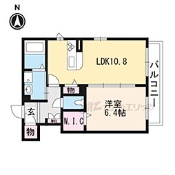 ｃｈｅｒ　ａｒｂｒｅ 2階1LDKの間取り