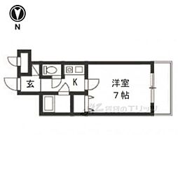 近鉄京都線 京都駅 徒歩8分の賃貸マンション 3階1Kの間取り