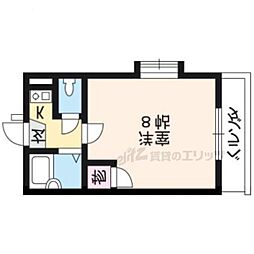 京阪本線 丹波橋駅 徒歩6分の賃貸マンション 1階1Kの間取り