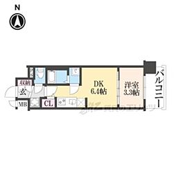 プレサンス十条凛華 4階1DKの間取り