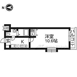 京阪本線 丹波橋駅 徒歩3分の賃貸マンション 2階1Kの間取り