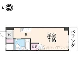 京都市営烏丸線 京都駅 徒歩11分の賃貸マンション 4階1Kの間取り