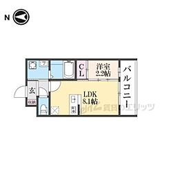 アドバンス京都リエートII 4階1LDKの間取り