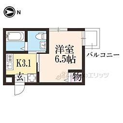 オリエント五条坂 3階1Kの間取り