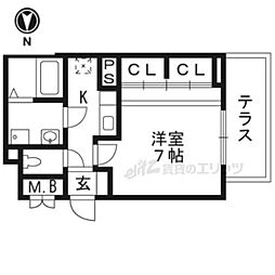JR東海道・山陽本線 西大路駅 徒歩10分の賃貸アパート 1階1Kの間取り