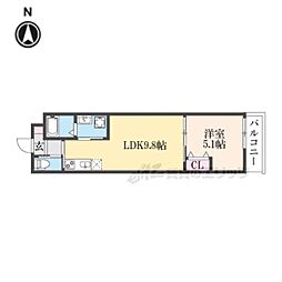 （仮称）LEI椥辻勧修 2階1LDKの間取り