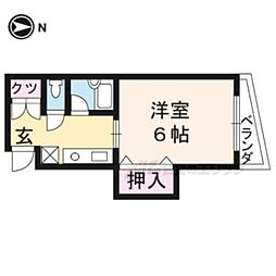 京阪本線 丹波橋駅 徒歩5分の賃貸マンション 2階1Kの間取り