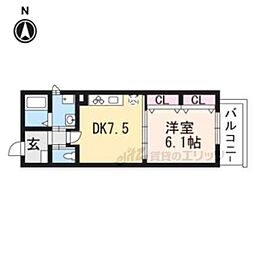 パトラス 2階1DKの間取り