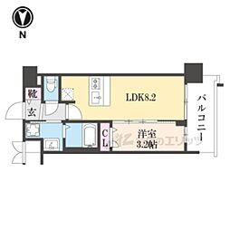 プレサンスTHE KYOTO新町通 5階1LDKの間取り