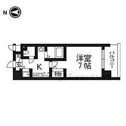 京阪本線 清水五条駅 徒歩1分の賃貸マンション 2階1Kの間取り
