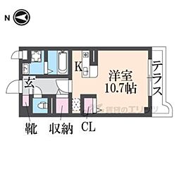 近鉄京都線 竹田駅 徒歩2分の賃貸マンション 4階ワンルームの間取り