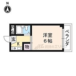 セブンハイツ 4階1Kの間取り