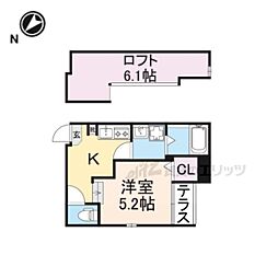 ハーモニーテラス栗栖野華ノ木町 1Kの間取図画像