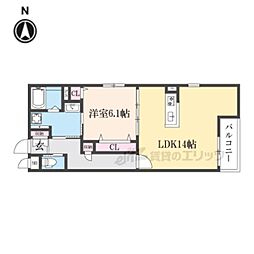 京都市営烏丸線 京都駅 徒歩7分の賃貸マンション 3階1LDKの間取り