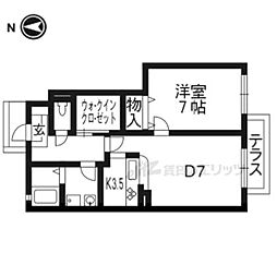 京都地下鉄東西線 椥辻駅 徒歩19分の賃貸アパート 1階1LDKの間取り