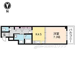 アイカーサ富小路 1DKの間取図画像