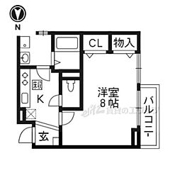 プラウド 1Kの間取図画像