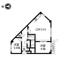 シャン・デ・リ 2LDKの間取図画像