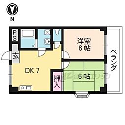 ローズハイム 2DKの間取図画像