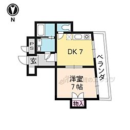 パレセゾン樫 1DKの間取図画像