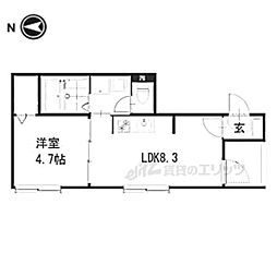 ハーモニーテラス京都 1LDKの間取図画像