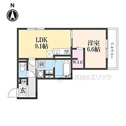 京都市伏見区景勝町アパート 1LDKの間取図画像
