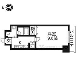 クリスタルグランツ京都高辻 1Kの間取図画像