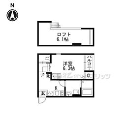 シーハンド丹波橋 1Kの間取図画像
