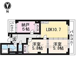 レガート鹿遊館 2LDKの間取図画像
