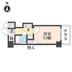 ホーユウコンフォルト京都伏見 1Kの間取図画像