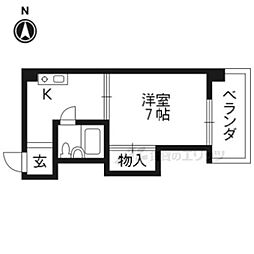 万里小路アベニュー 1Kの間取図画像