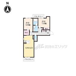 シャーメゾン久我 2LDKの間取図画像