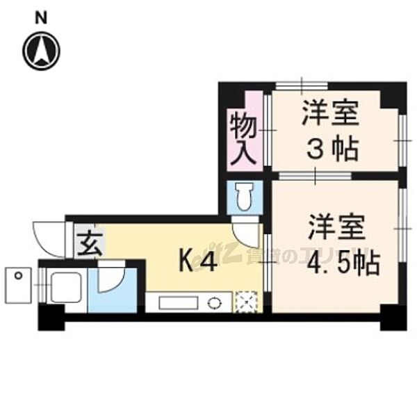 下川原小堀マンション 61｜京都府京都市伏見区深草下川原町(賃貸マンション2DK・6階・24.00㎡)の写真 その2