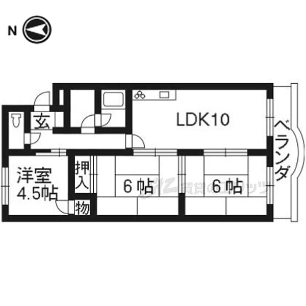 サンパレス 203｜京都府京都市伏見区向島善阿弥町(賃貸マンション3LDK・2階・53.50㎡)の写真 その2